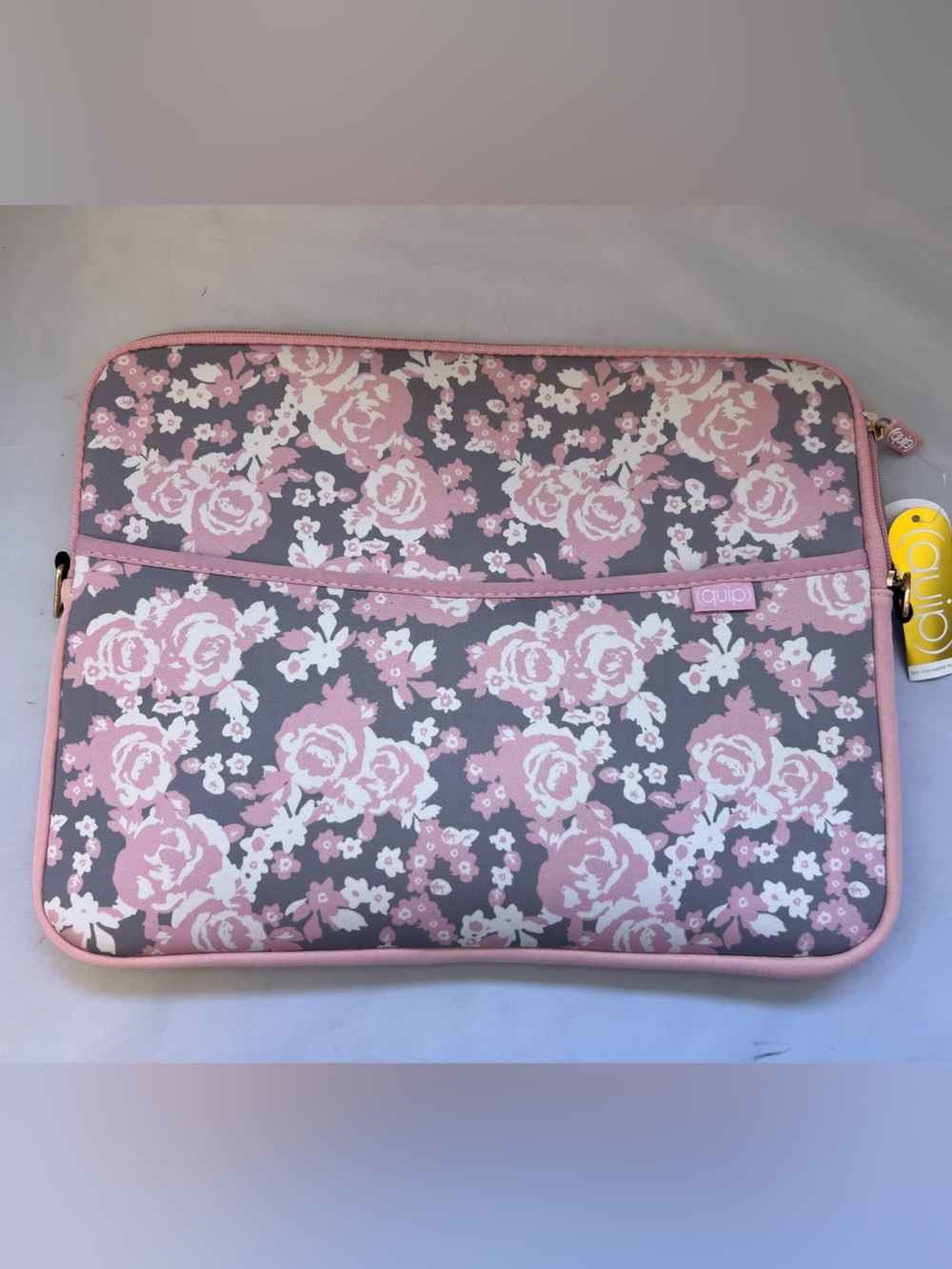 Quip Floral Laptop Sleeve in Pink and Gray